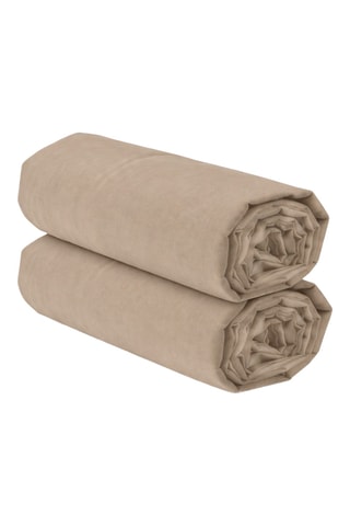 2 draps-housses en coton 57 fils/cm² - Beige foncé