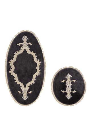 2 tapis de bain - Anthracite et écru - 55 x 65/65 x 115 cm