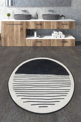 Tapis de bain - Blanc et noir - 140 x 140 cm