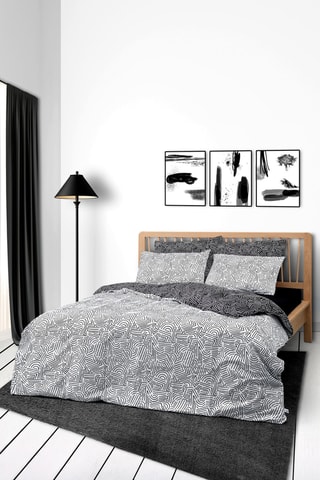 Parure de couette en coton 57 fils/cm² - Blanc et noir