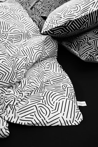 Parure de couette en coton 57 fils/cm² - Blanc et noir