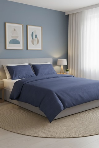 Parure de couette en coton 57 fils/cm² - Bleu marine