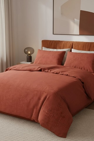 Parure de couette en coton 57 fils/cm² - Rouge brique