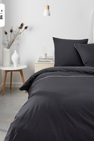 Parure de couette en percale de coton 78 fils/cm² - Noir