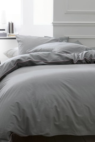 Parure de couette en percale de coton 78 fils/cm² - Gris foncé