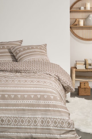 Parure de couette en flanelle de coton - Beige