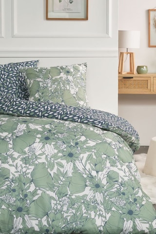 Parure de couette en flanelle de coton - Vert olive