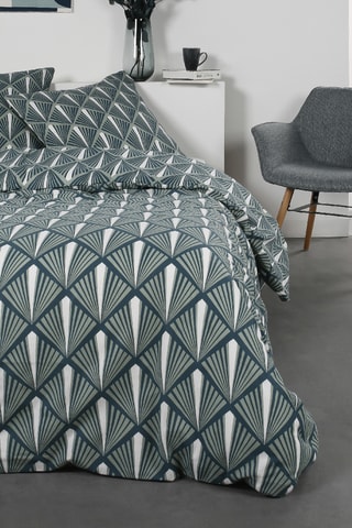 Parure de couette en flanelle de coton - Bleu canard