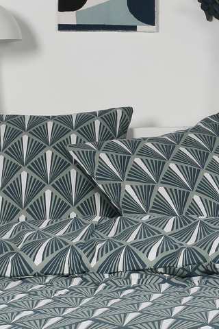 Parure de couette en flanelle de coton - Bleu canard