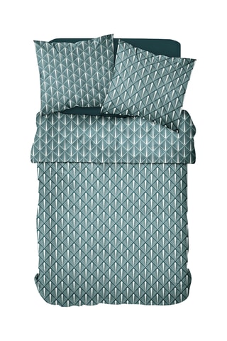 Parure de couette en flanelle de coton - Bleu canard