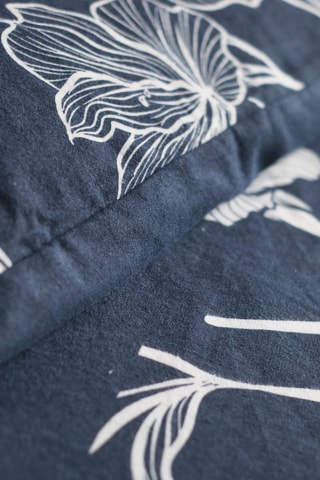 Parure de couette en flanelle de coton - Bleu marine