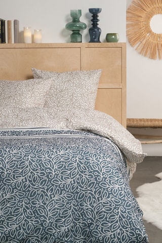 Parure de couette en flanelle de coton - Bleu-gris