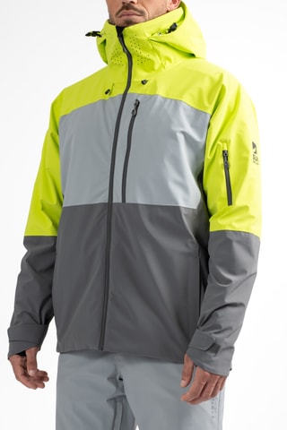 Veste de ski à capuche Daemon - Gris et vert fluo