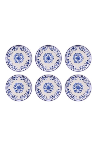 6 assiettes à dessert en porcelaine Blue Flower - 19,3 cm
