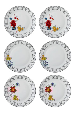 6 assiettes plates en porcelaine - 27 cm
