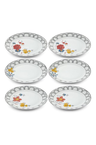 6 assiettes plates en porcelaine - 27 cm