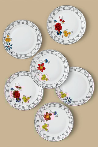 6 assiettes plates en porcelaine - 27 cm