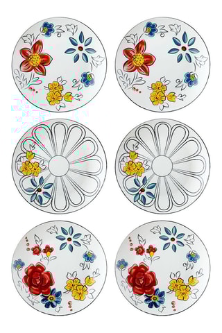 6 assiettes plates en porcelaine - 20 cm