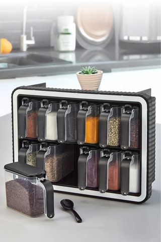 12 contenants à épices - 14 x 34 x 24 cm