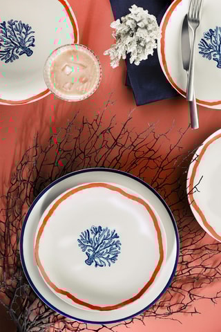 4 assiettes à dessert carrées en porcelaine - 25 cm