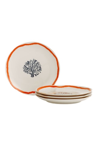 4 assiettes à dessert carrées en porcelaine - 25 cm