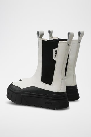 Bottines Chelsea plateformes en cuir Mayze Stack - Ecru et noir - Puma