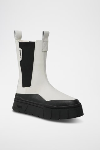 Bottines Chelsea plateformes en cuir Mayze Stack - Ecru et noir - Puma