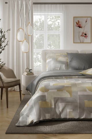 Parure copripiumino Romy - Grigio e giallo