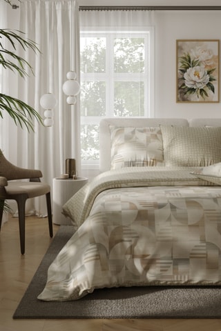 Parure copripiumino Mia - Beige e bianco