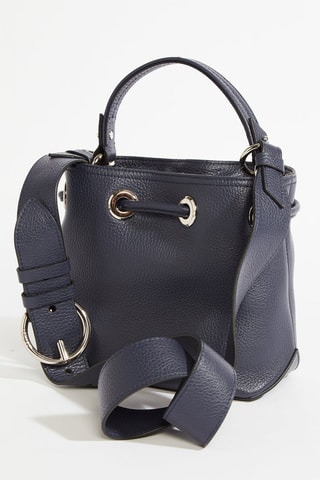 Mala bucket de couro Sacha Mini - Azul-petróleo