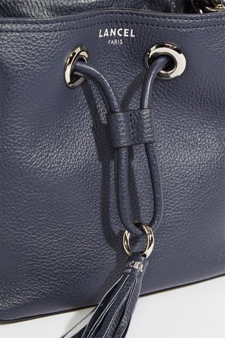 Mala bucket de couro Sacha Mini - Azul-petróleo