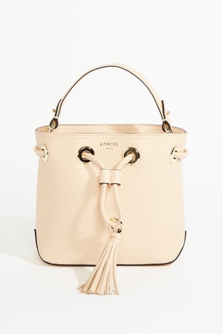 Mala bucket de couro Sacha Mini - Bege