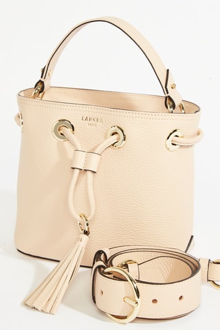 Mala bucket de couro Sacha Mini - Bege