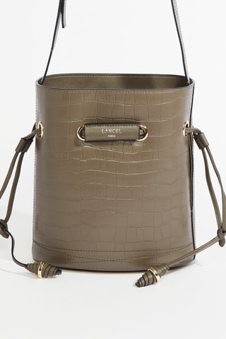 Mala bucket de couro Le Huit S - Caqui