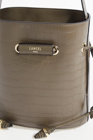 Mala bucket de couro Le Huit S - Caqui