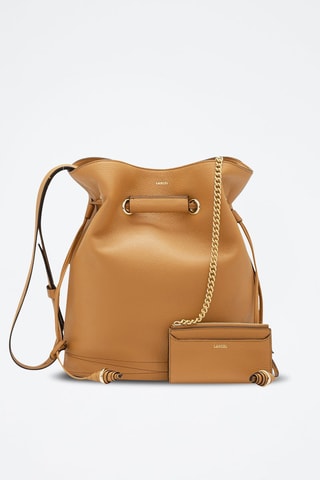 Mala bucket de couro Le Huit L - Camel