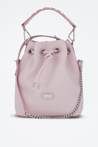 Mala bucket de couro Ninon S - Rosa-claro