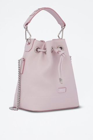 Mala bucket de couro Ninon S - Rosa-claro
