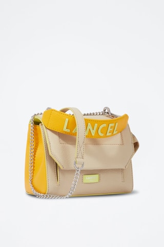 Mala a tiracolo de couro Ninon S- Bege e amarelo