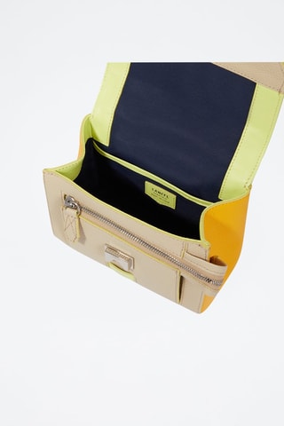 Mala a tiracolo de couro Ninon S- Bege e amarelo