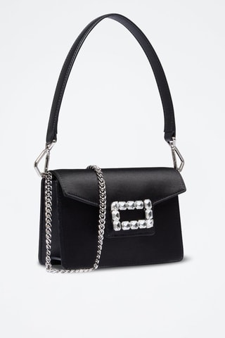 Mala de ombro de couro Angele Mini - Preto