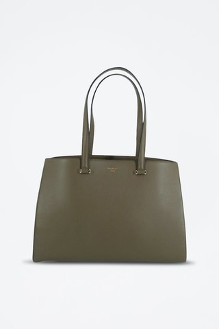 Mala de ombro de couro Lettrines M - Caqui