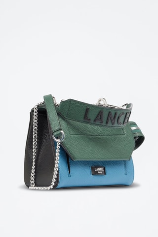 Mala a tiracolo de couro Ninon S- Turquesa e verde-escuro