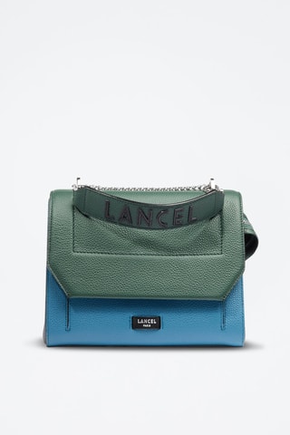 Sac bandoulière en cuir Ninon M - Turquoise et vert foncé