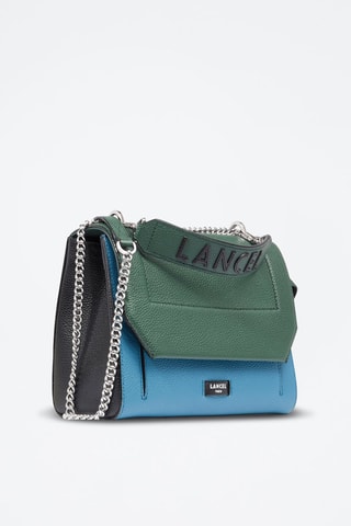Sac bandoulière en cuir Ninon M - Turquoise et vert foncé