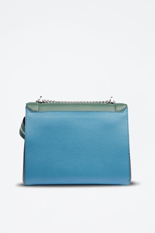 Sac bandoulière en cuir Ninon M - Turquoise et vert foncé