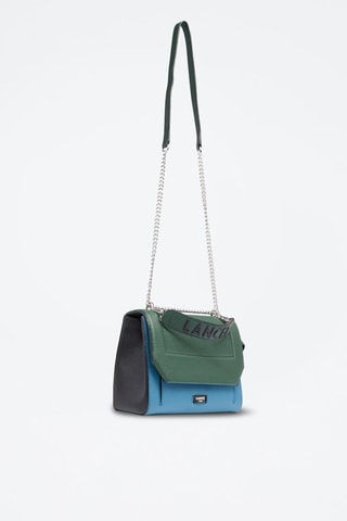 Sac bandoulière en cuir Ninon M - Turquoise et vert foncé