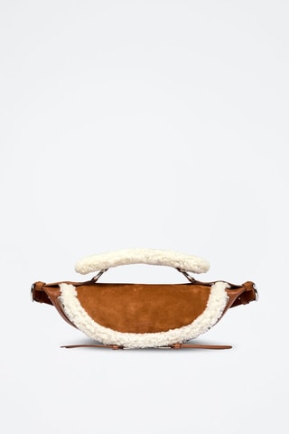 Mala a tiracolo de couro de carneiro Origami S - Castanho