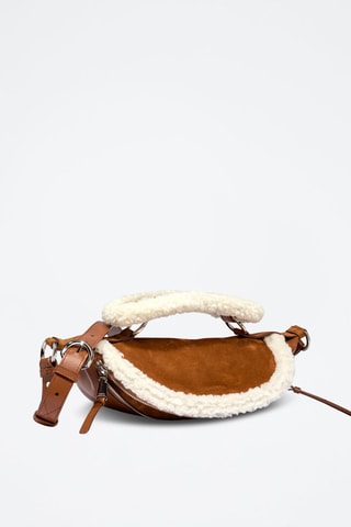 Mala a tiracolo de couro de carneiro Origami S - Castanho