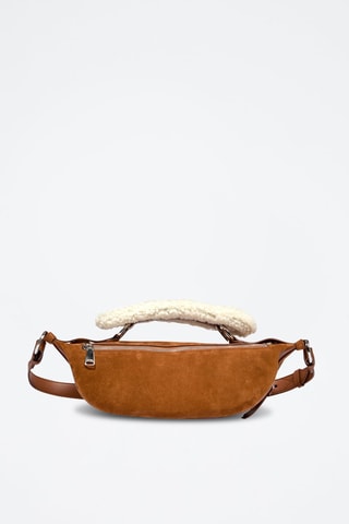 Mala a tiracolo de couro de carneiro Origami S - Castanho